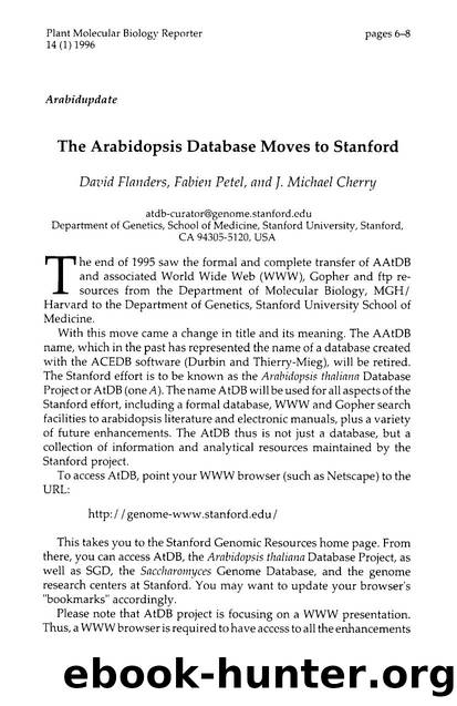 The arabidopsis database moves to Stanford by Unknown