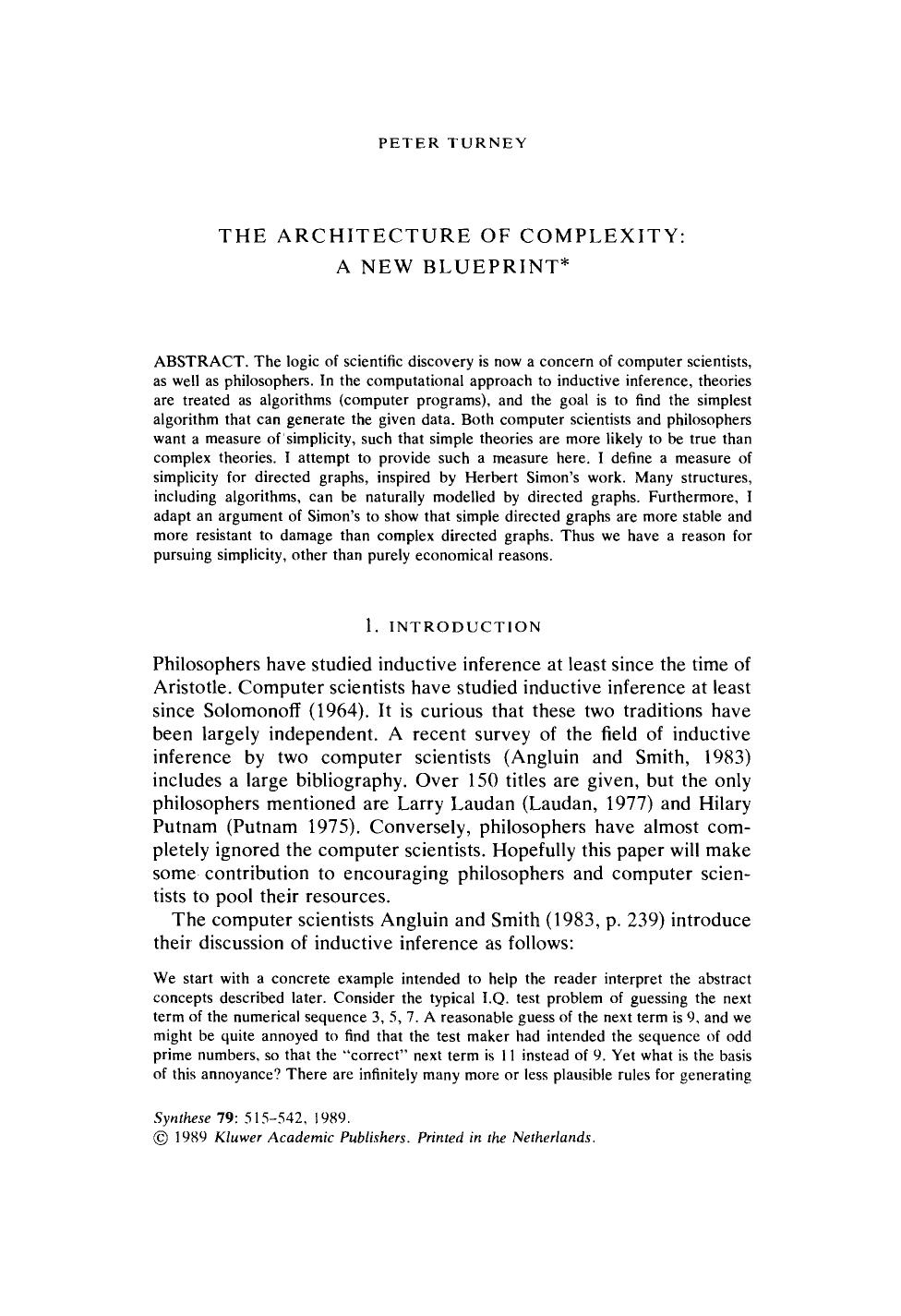 The architecture of complexity: A new blueprint by unknow