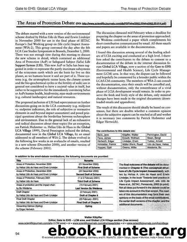 The areas of protection debate (doi: http:www.scientificJournais.comdbPDFehs2002.03ehs2002.03.014.pdf) by Unknown