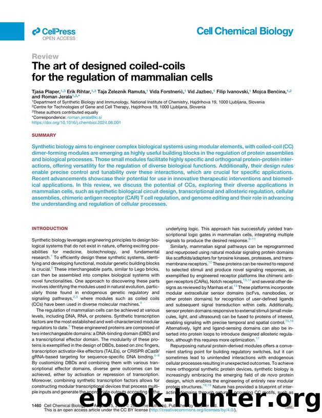 The art of designed coiled-coils for the regulation of mammalian cells by unknow
