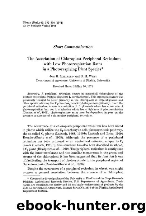 The association of chloroplast peripheral reticulum with low photorespiration rates in a photorespiring plant species by Unknown