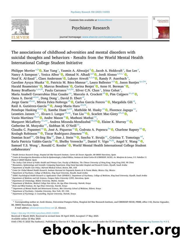 The associations of childhood adversities and mental disorders with suicidal thoughts and behaviors - Results from the World Mental Health International College Student Initiative by unknow