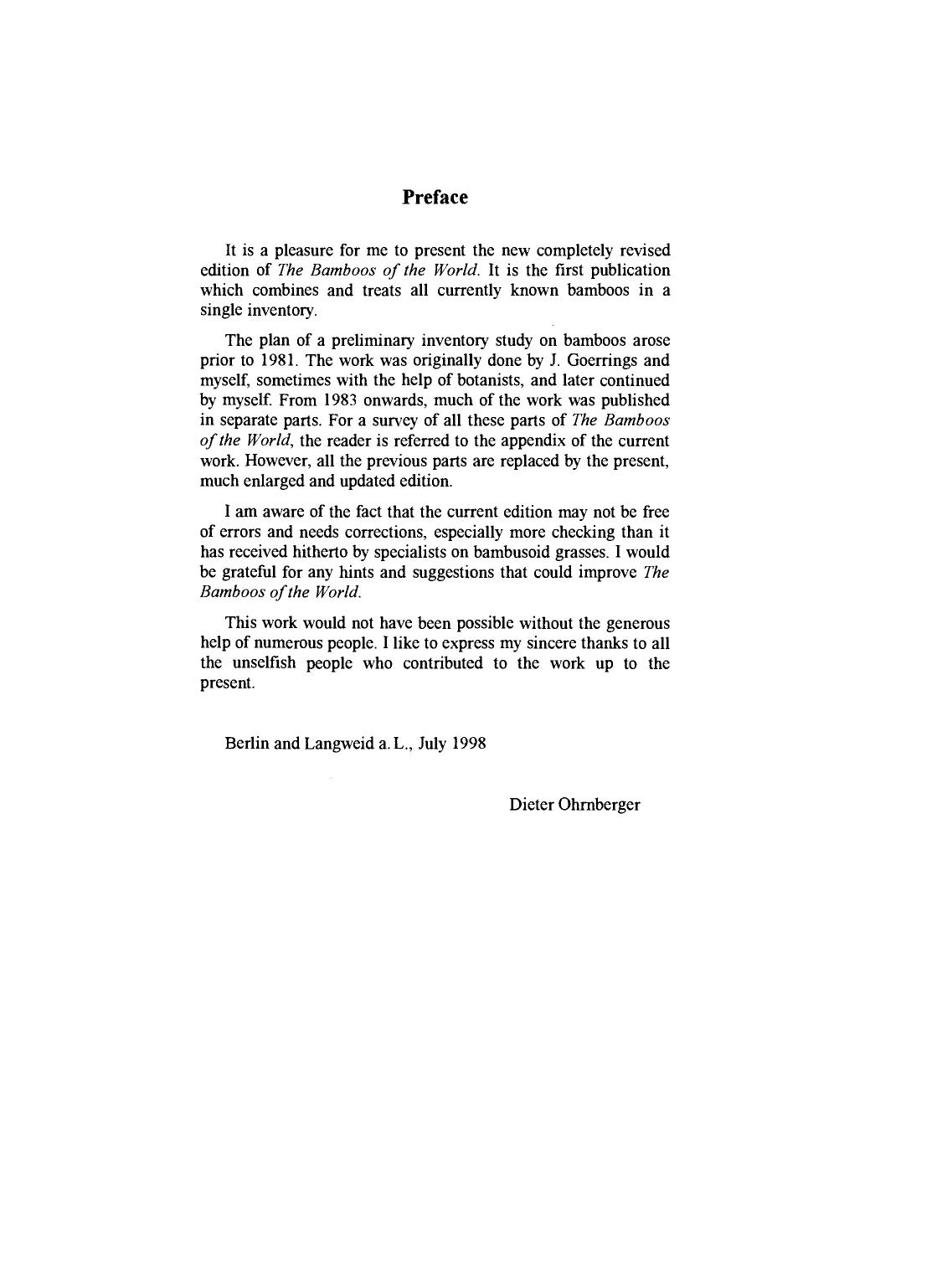 The bamboos of the world: annotated nomenclature and literature of the species and the higher and lower taxa by D Ohrnberger