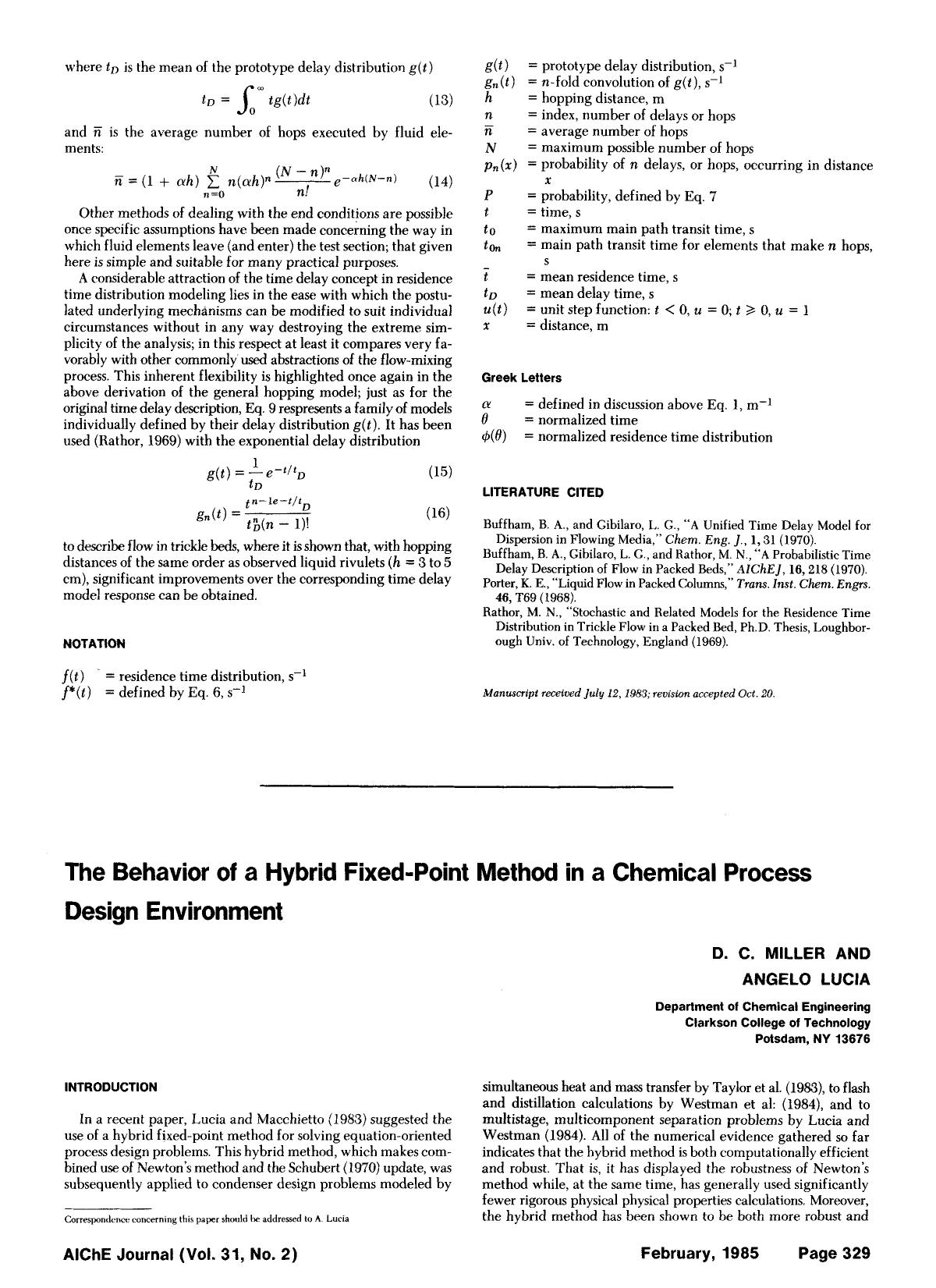 The behavior of a hybrid fixed-point method in a chemical process design environment by Unknown