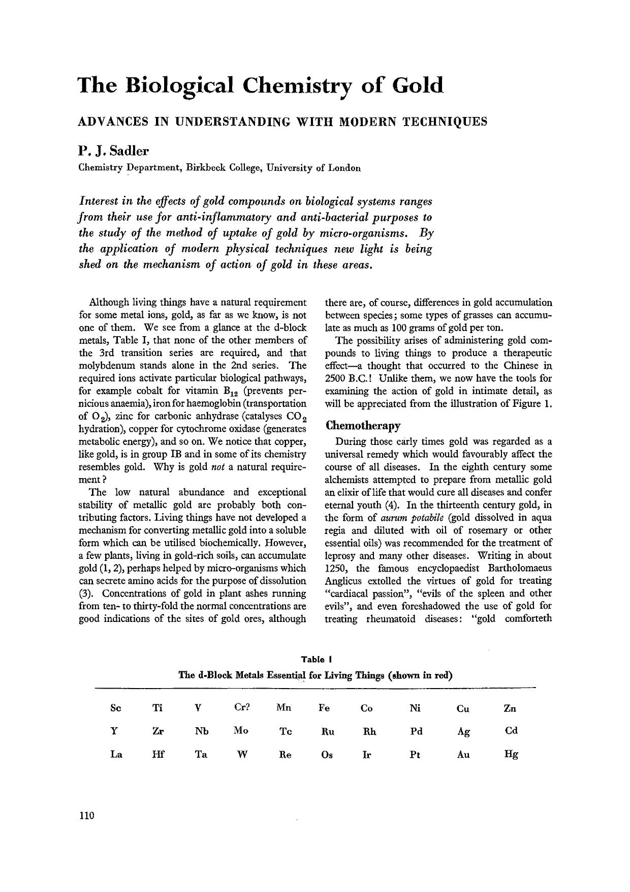 The biological chemistry of gold by Unknown