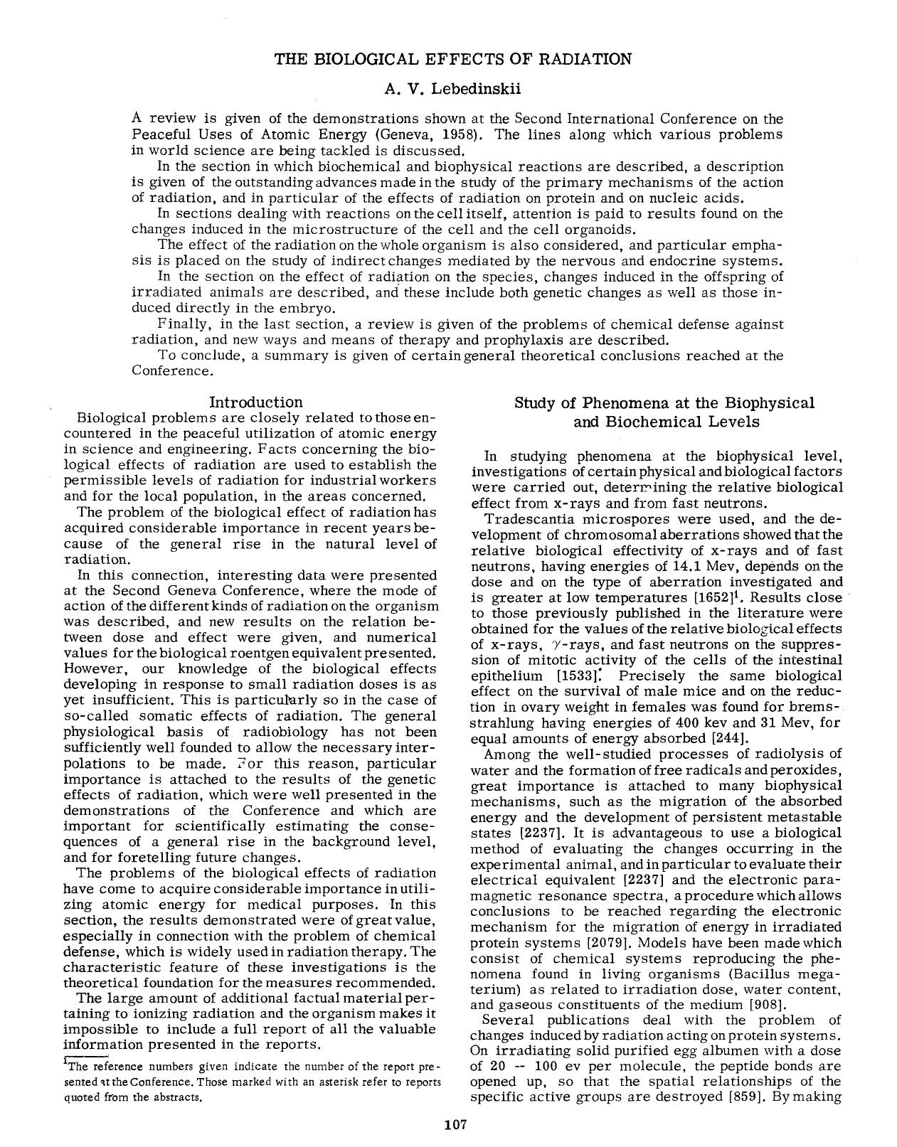 The biological effects of radiation by Unknown