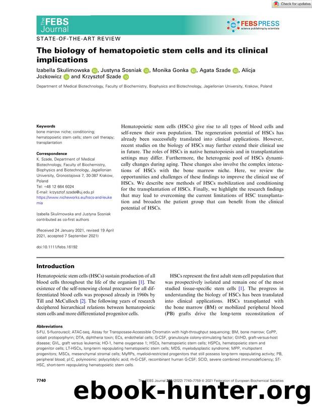 The biology of hematopoietic stem cells and its clinical implications by Unknown