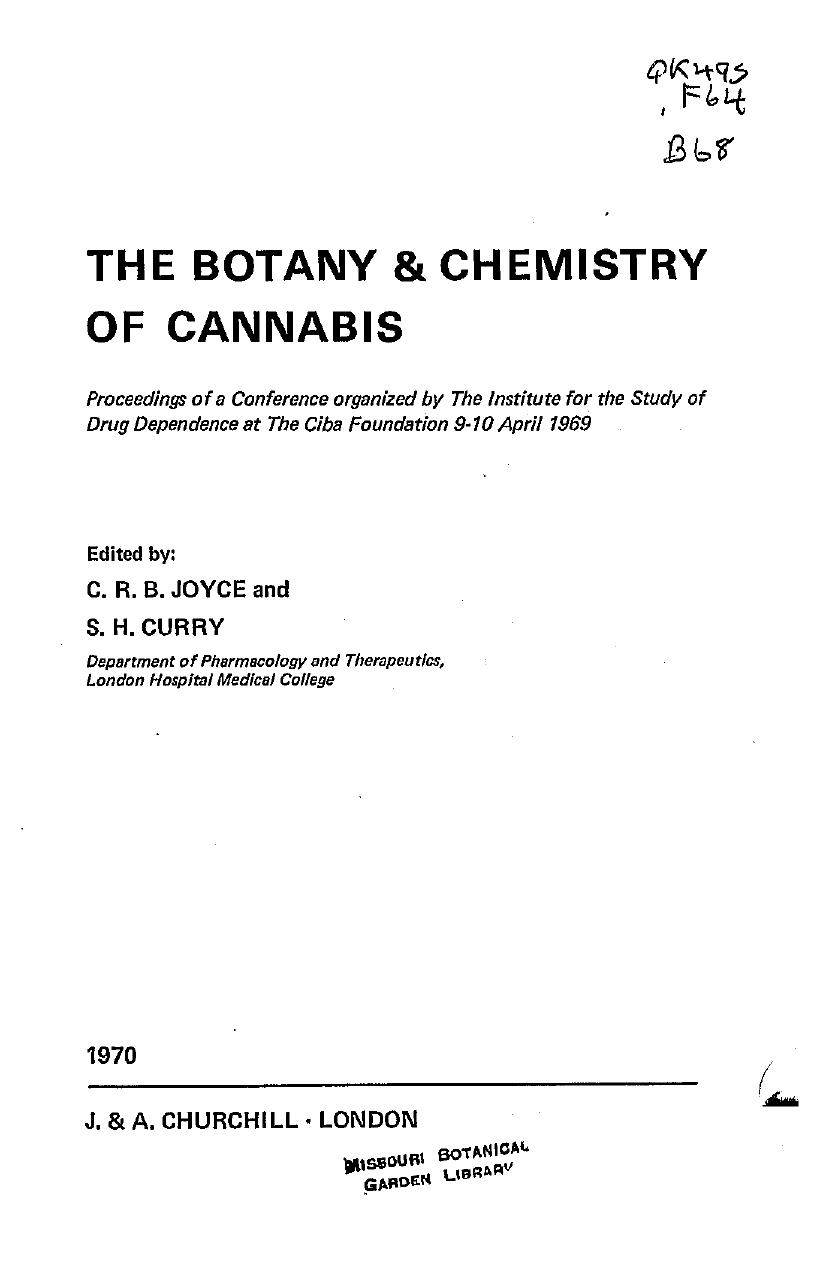 The botany and chemistry of Cannabis by Unknown