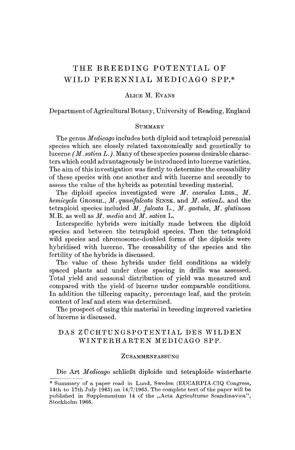 The breeding potential of wild perennial Medicago spp by Unknown