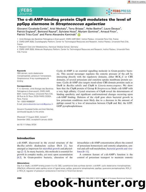 The câdiâAMPâbinding protein CbpB modulates the level of ppGpp alarmone in Streptococcus agalactiae by Unknown