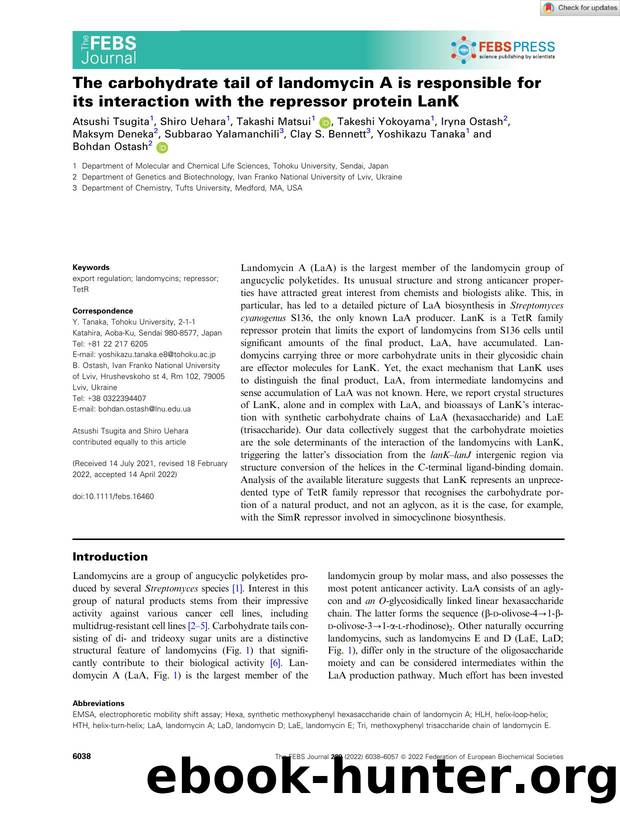 The carbohydrate tail of landomycin A is responsible for its interaction with the repressor protein LanK by Unknown