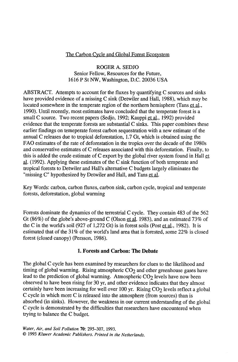 The carbon cycle and global forest ecosystem by Unknown