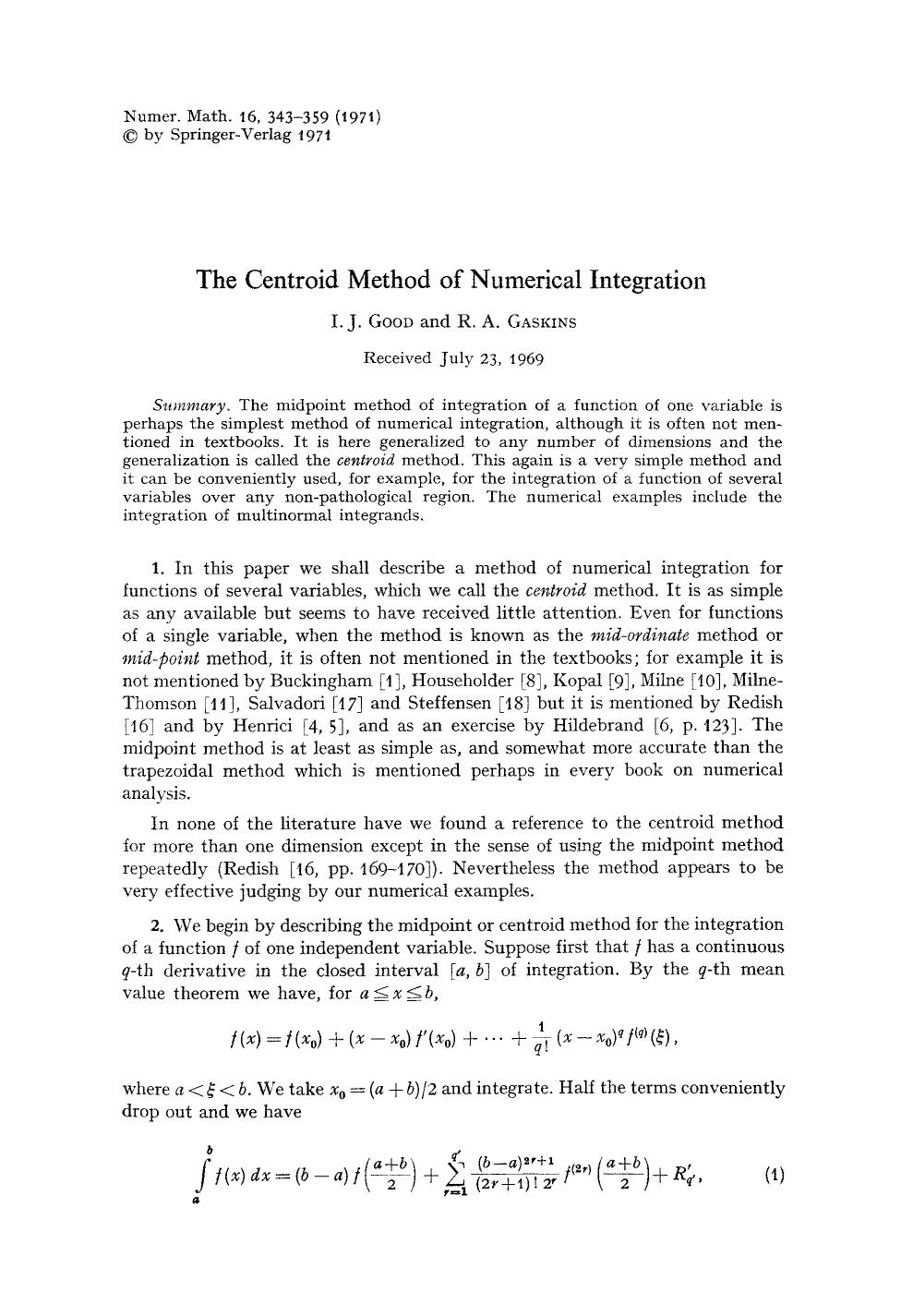 The centroid method of numerical integration by Unknown