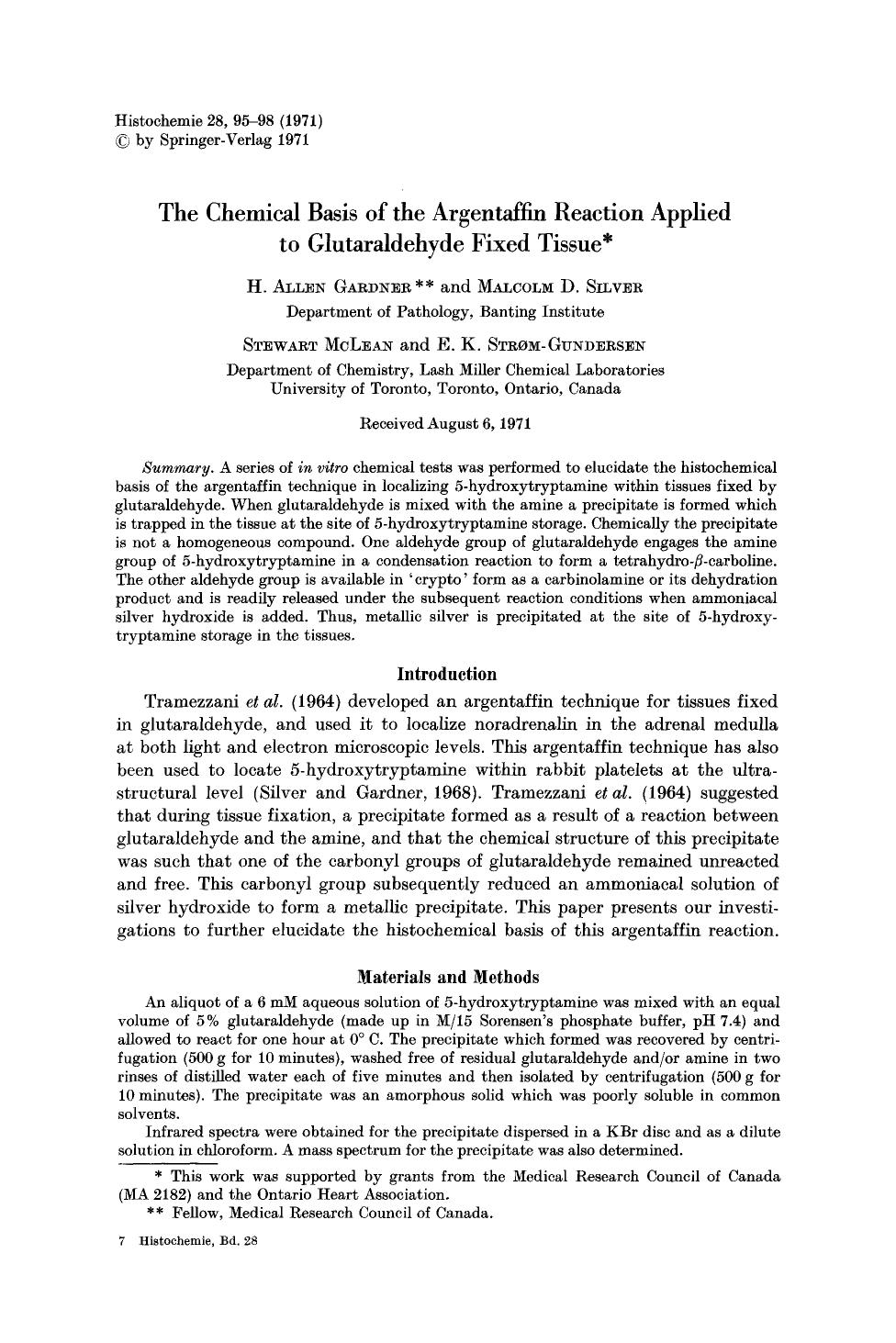 The chemical basis of the argentaffin reaction applied to glutaraldehyde fixed tissue by Unknown