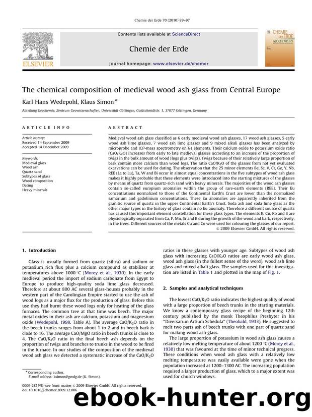 The chemical composition of medieval wood ash glass from Central Europe by Karl Hans Wedepohl; Klaus Simon