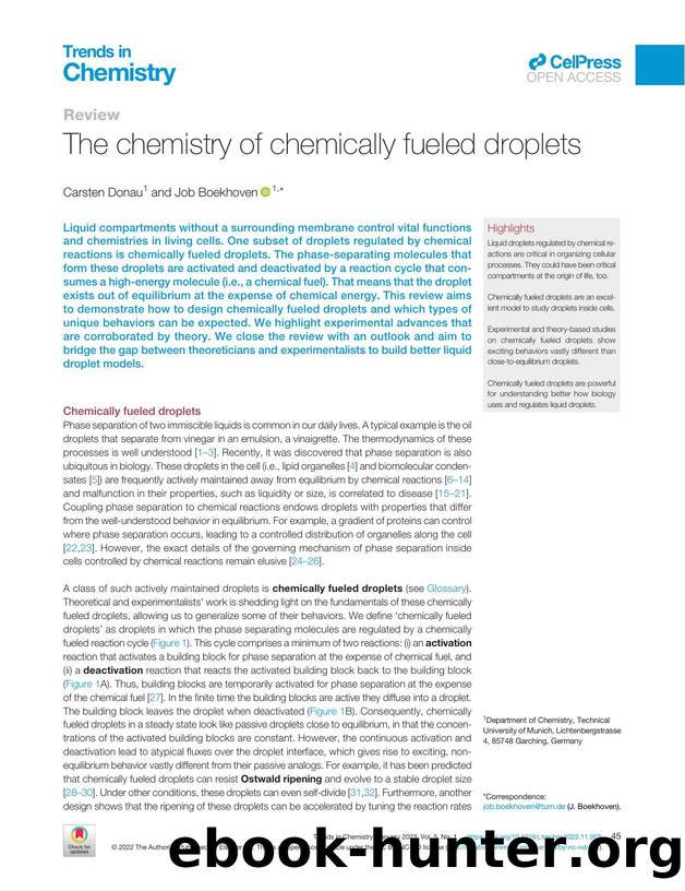 The chemistry of chemically fueled droplets by Carsten Donau & Job Boekhoven