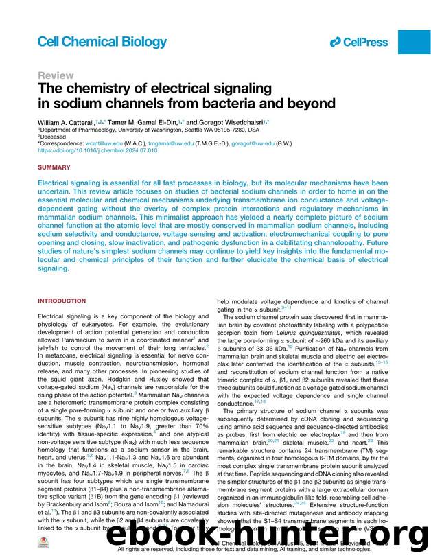 The chemistry of electrical signaling in sodium channels from bacteria and beyond by William A. Catterall & Tamer M. Gamal El-Din & Goragot Wisedchaisri