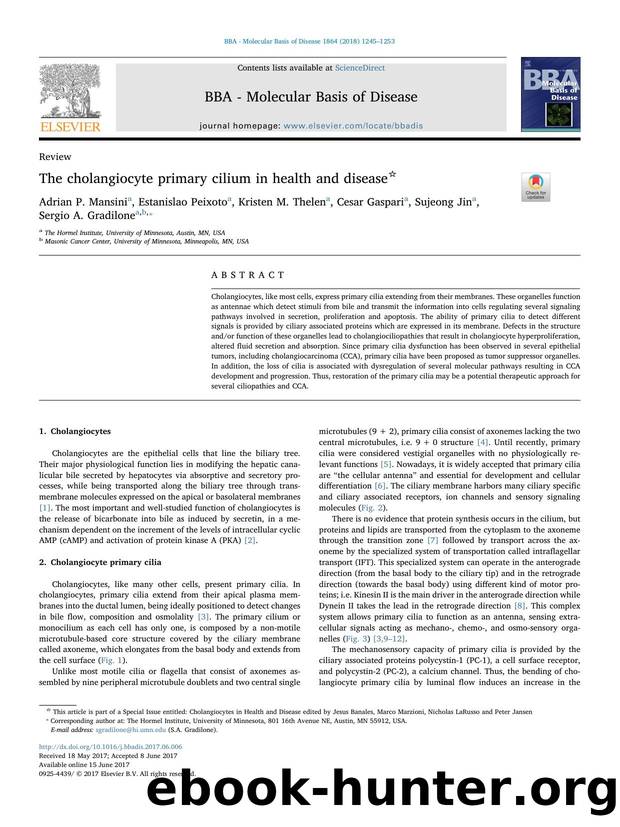 The cholangiocyte primary cilium in health and disease by unknow