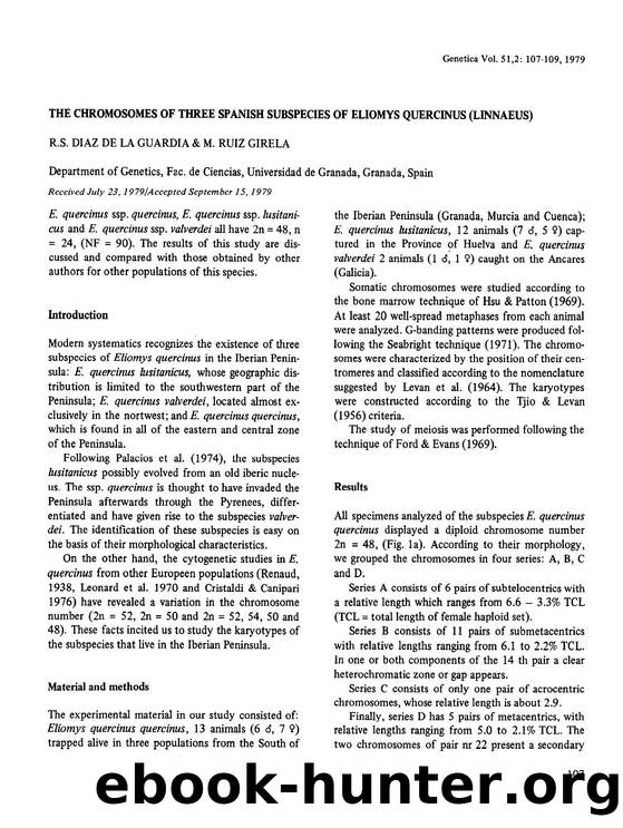 The chromosomes of three Spanish subspecies of Eliomys quercinus (linnaeus) by Unknown