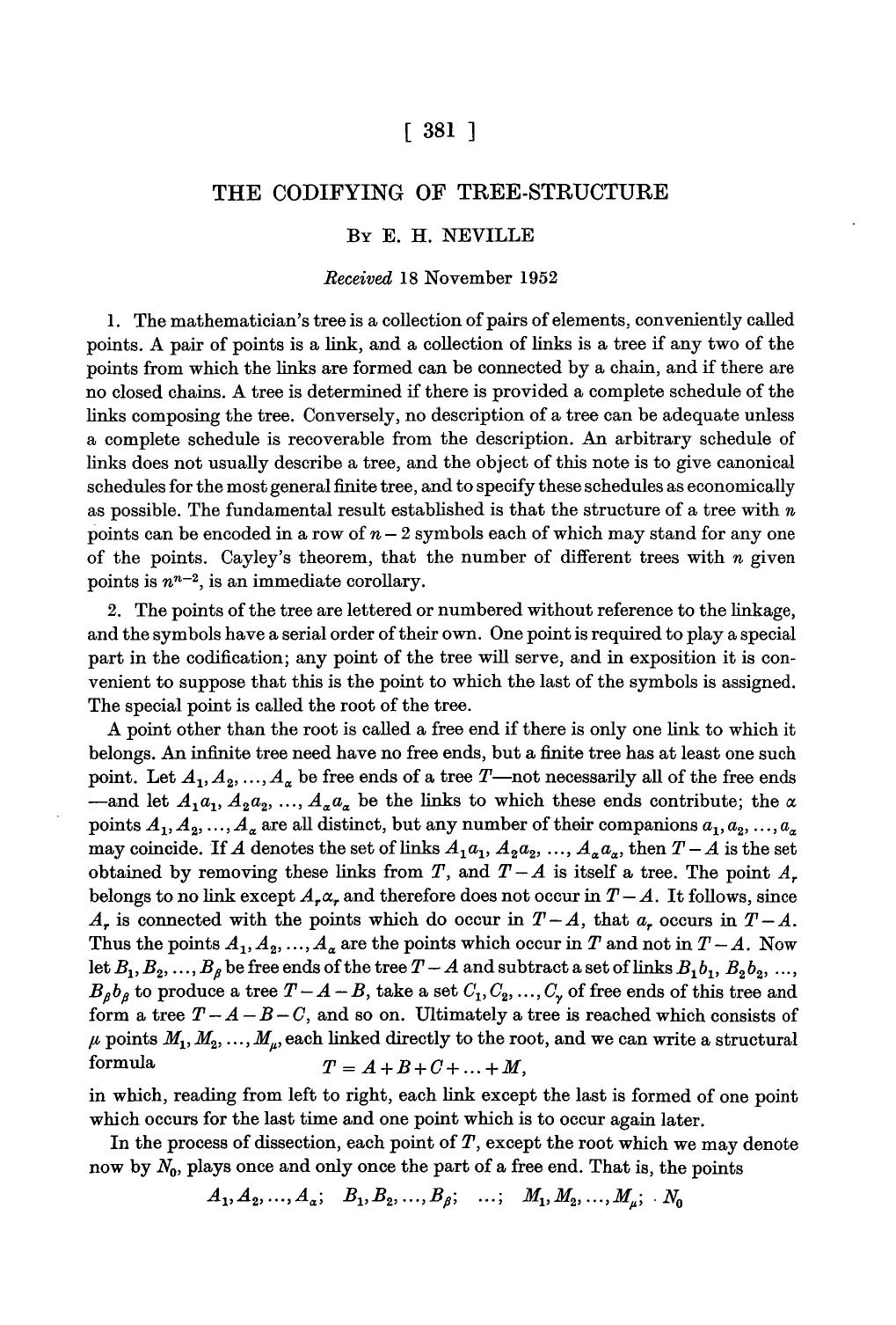 The codifying of tree-structure by E. H. Neville