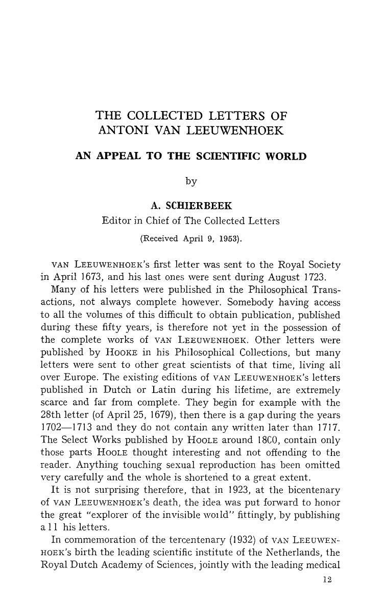 The collected letters of Antoni van Leeuwenhoek by Unknown