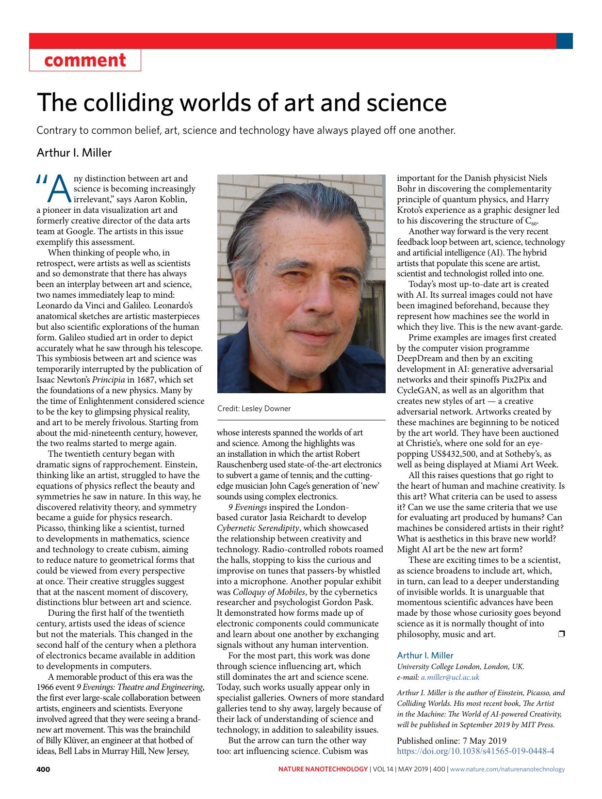 The colliding worlds of art and science by Arthur I. Miller