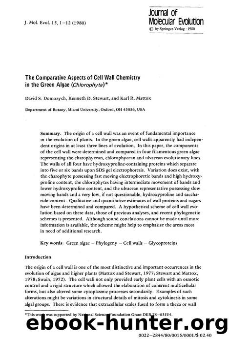 The comparative aspects of cell wall chemistry in the green algae ( <Emphasis Type="Italic">chlorophyta <Emphasis>) by Unknown