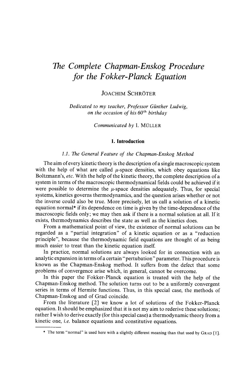 The complete Chapman-Enskog procedure for the Fokker-Planck equation by Unknown
