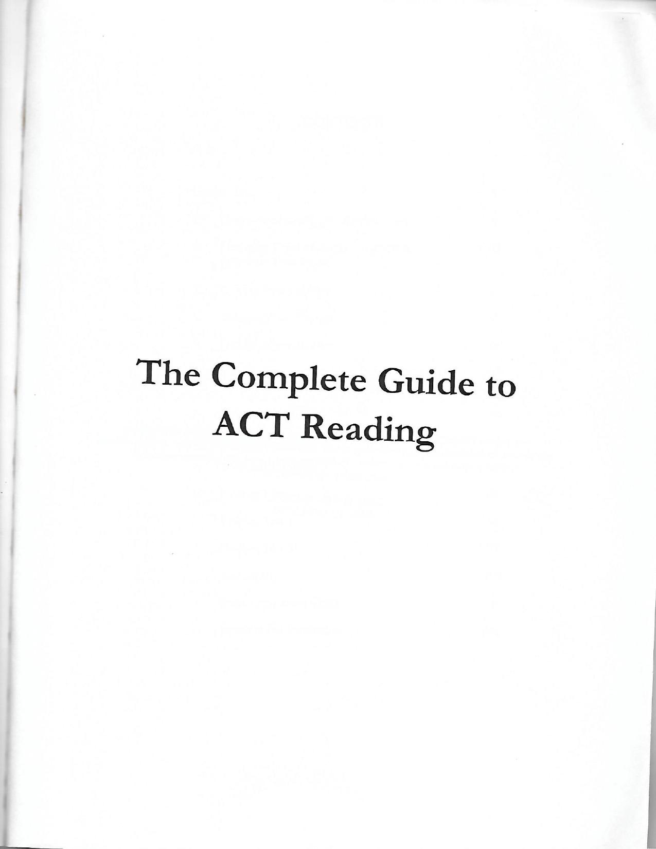 The complete guide to ACT reading by Meltzer Erica L
