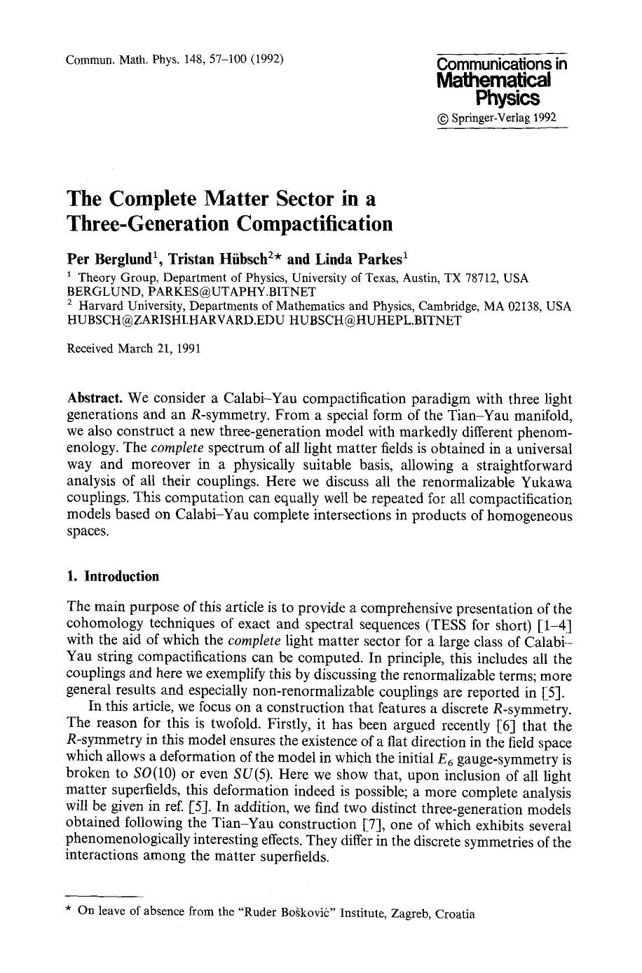 The complete matter sector in a three-generation compactification by Unknown