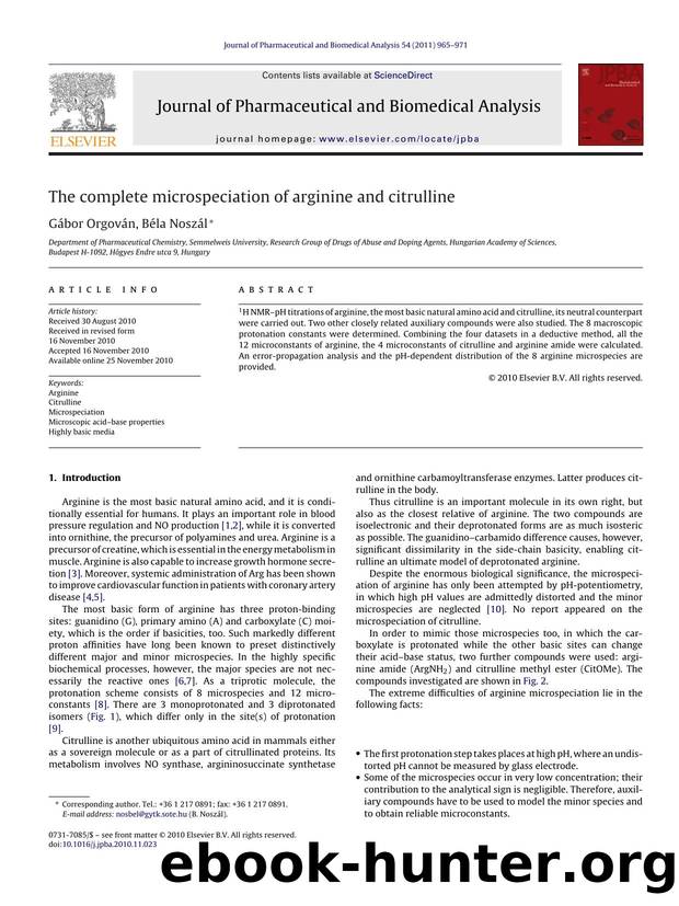 The complete microspeciation of arginine and citrulline by GÃ¡bor OrgovÃ¡n