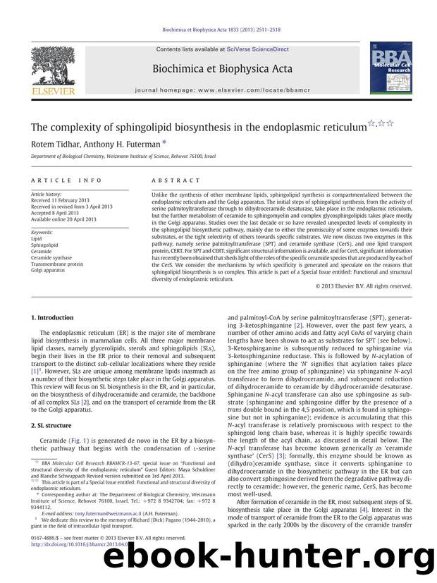 The complexity of sphingolipid biosynthesis in the endoplasmic reticulum by Rotem Tidhar & Anthony H. Futerman