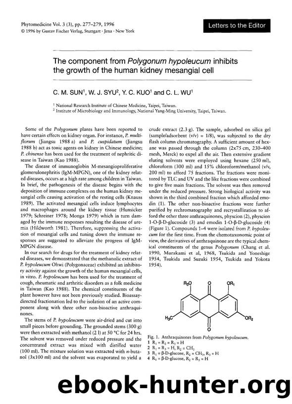 The component from Polygonum hypoleucum inhibits the growth of the human kidney mesangial cell by C.M. Sun & W.J. Syu & Y.C. Kuo & C.L. Wu