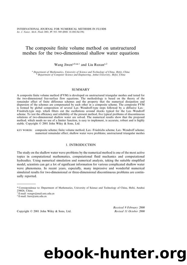 The composite finite volume method on unstructured meshes for the two-dimensional shallow water equations by Unknown