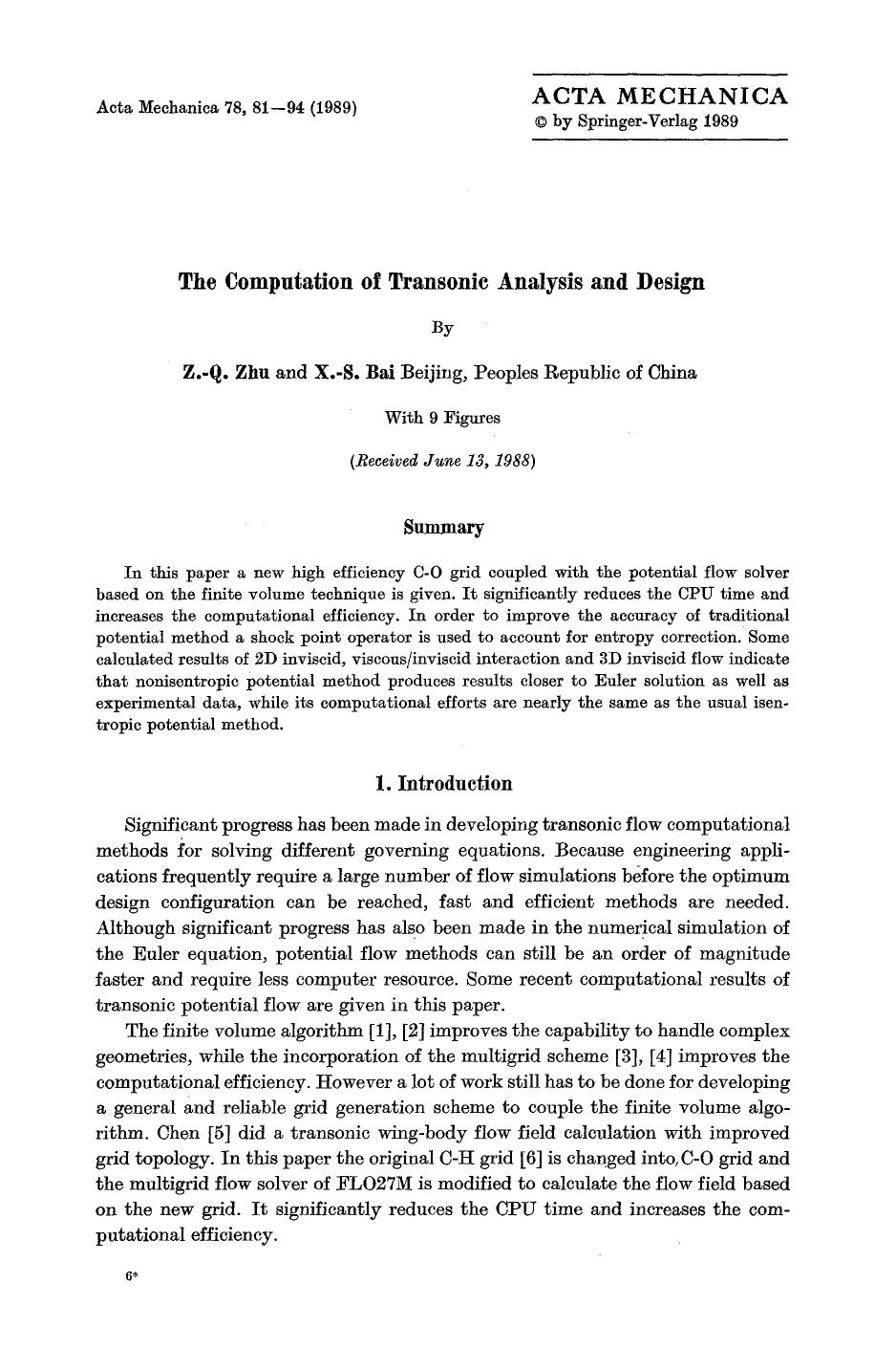 The computation of transonic analysis and design by Unknown