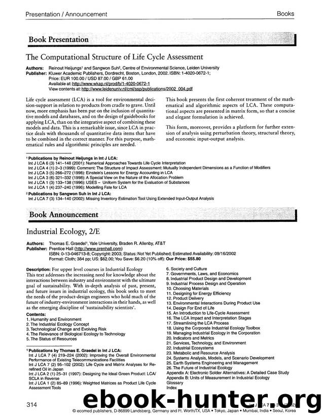 The computational structure of life cycle assessment by Unknown