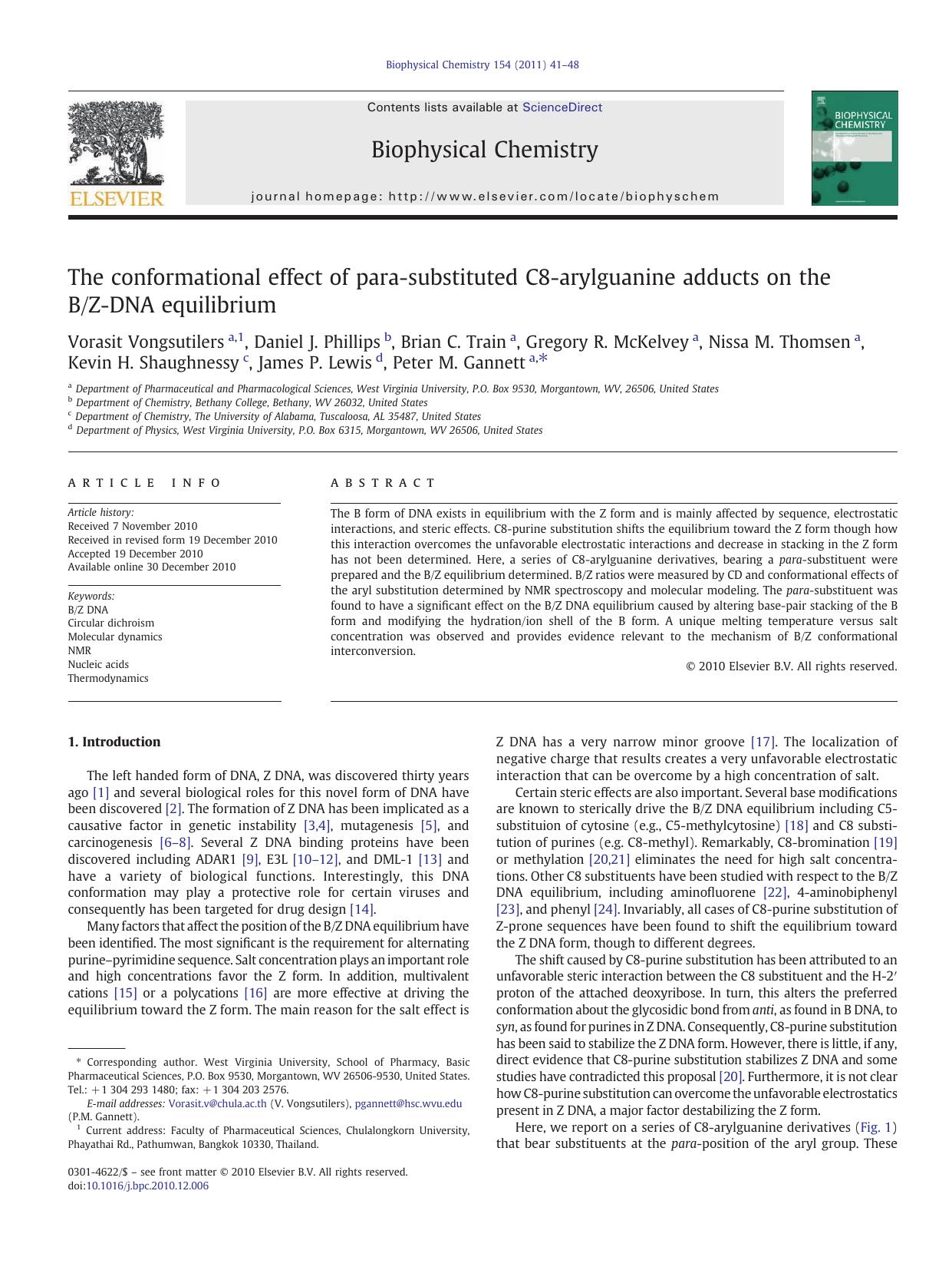 The conformational effect of para-substituted C8-arylguanine adducts on the BZ-DNA equilibrium by unknow
