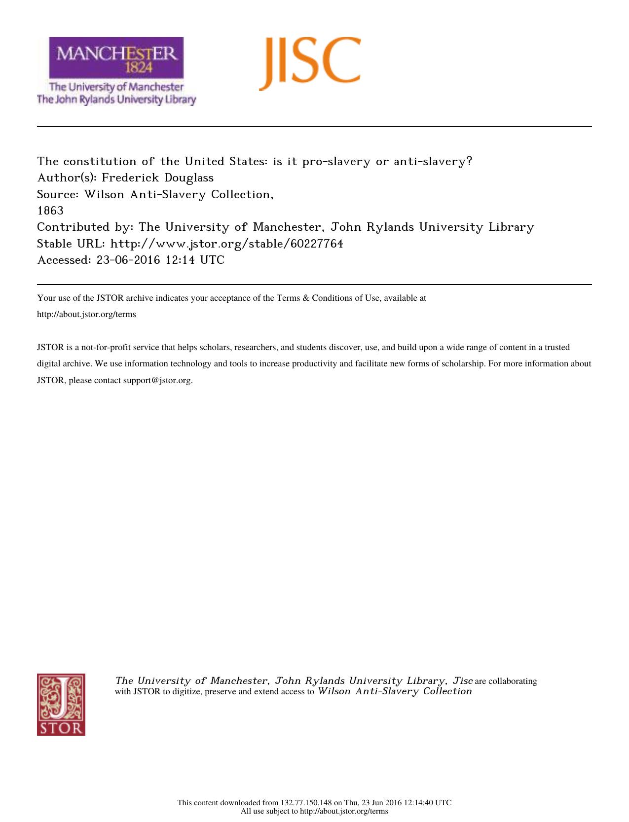 The constitution of the United States: is it pro-slavery or anti-slavery? by The Constitution of the United States (1863)