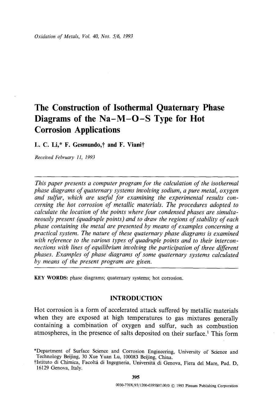The construction of isothermal quaternary phase diagrams of the Na-M-O-S type for hot corrosion applications by Unknown