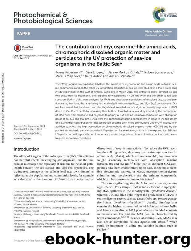 The contribution of mycosporine-like amino acids, chromophoric dissolved organic matter and particles to the UV protection of sea-ice organisms in the Baltic Sea by unknow