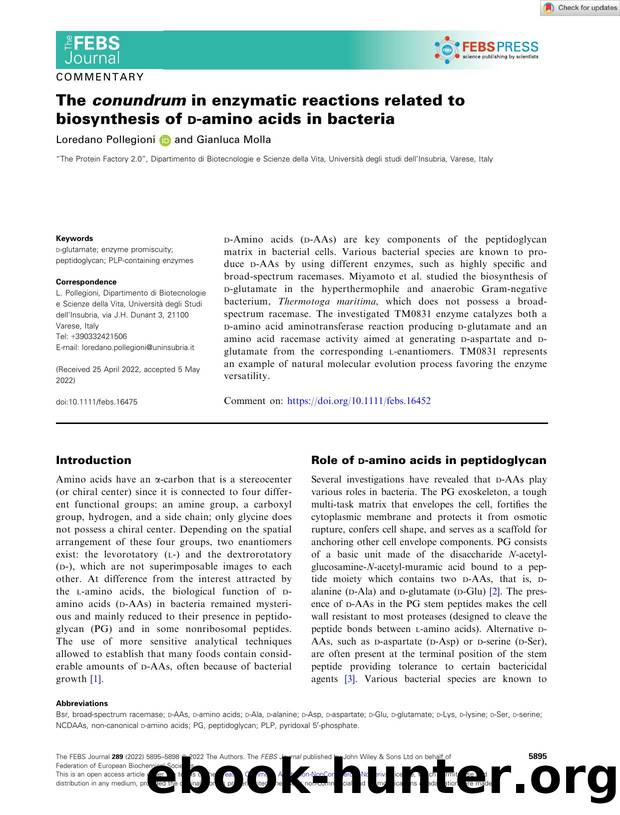The conundrum in enzymatic reactions related to biosynthesis of dâamino acids in bacteria by Unknown
