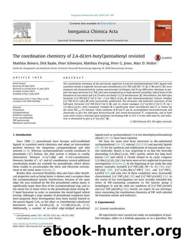 The coordination chemistry of 2,4-di(tert-butyl)pentadienyl revisited by Matthias Reiners & Dirk Baabe & Peter Schweyen & Matthias Freytag & Peter G. Jones & Marc D. Walter