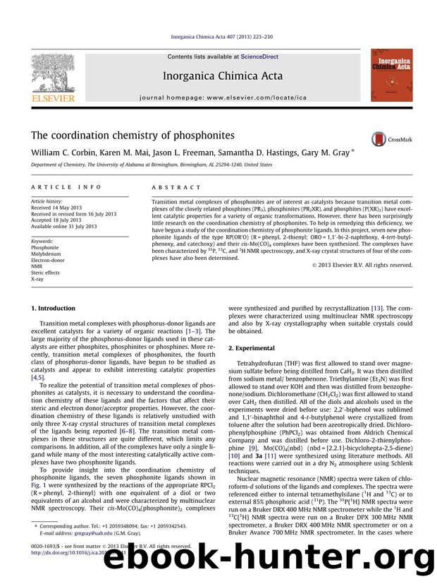 The coordination chemistry of phosphonites by William C. Corbin & Karen M. Mai & Jason L. Freeman & Samantha D. Hastings & Gary M. Gray