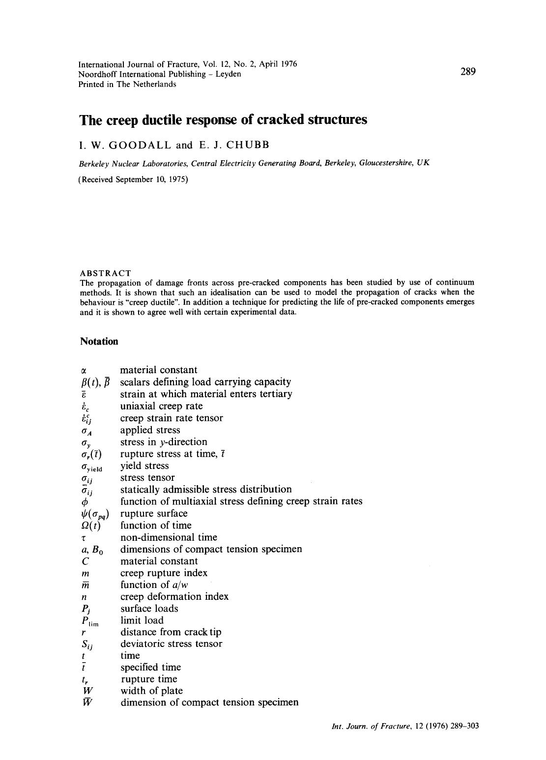 The creep ductile response of cracked structures by Unknown