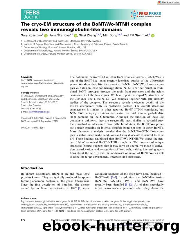The cryoâEM structure of the BoNTWoâNTNH complex reveals two immunoglobulinâlike domains by Unknown