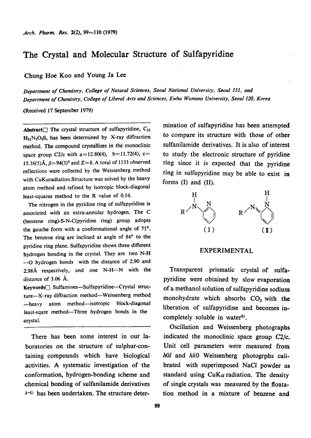 The crystal and molecular structure of sulfapyridine by Unknown