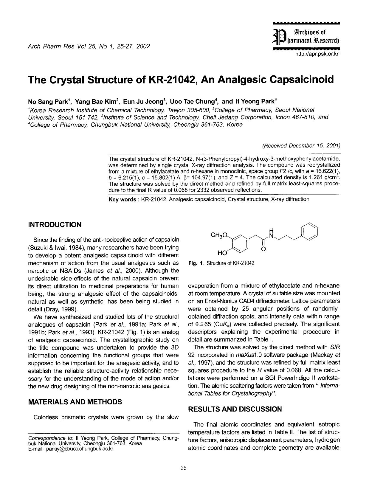 The crystal structure of KR-21042, an analgesic capsaicinoid by Unknown