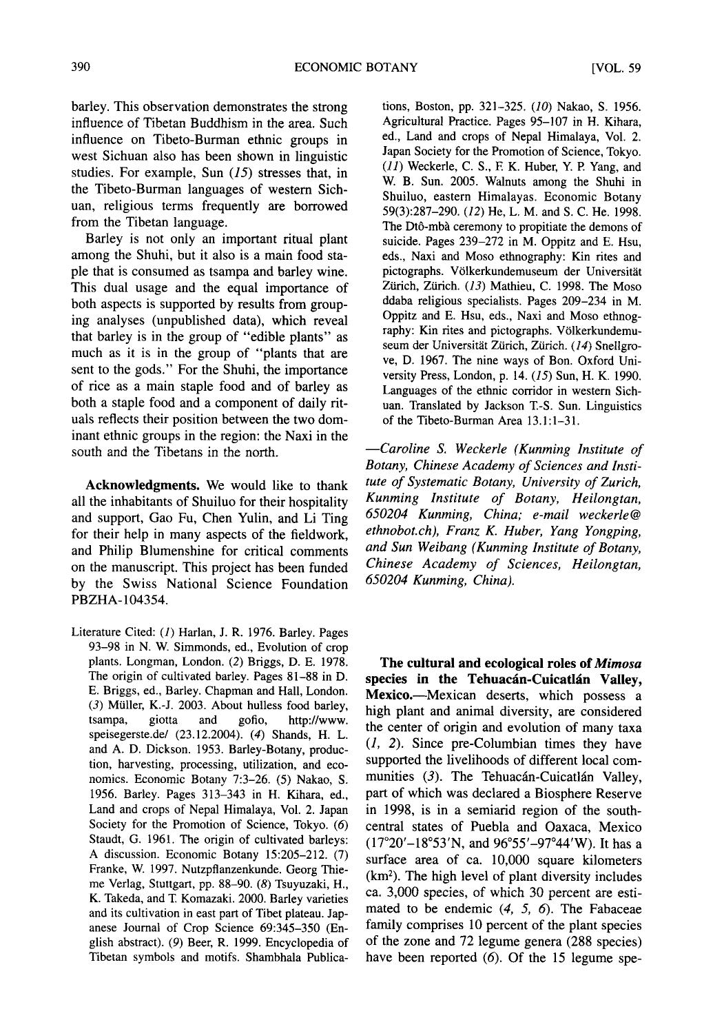 The cultural and ecological roles of mimosa species in the Tehuacán-Cuicatlán Valley, Mexico. by Unknown