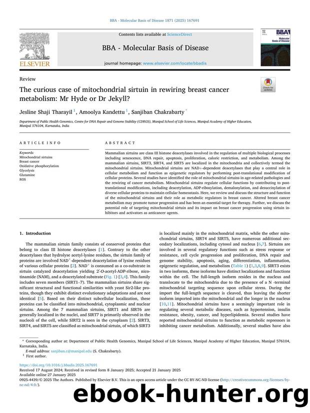 The curious case of mitochondrial sirtuin in rewiring breast cancer metabolism: Mr Hyde or Dr Jekyll? by Jesline Shaji Tharayil & Amoolya Kandettu & Sanjiban Chakrabarty