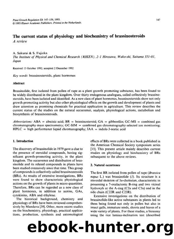 The current status of physiology and biochemistry of brassinosteroids by Unknown